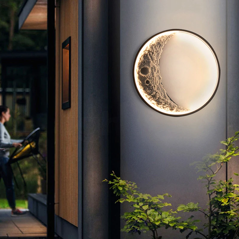 Indoor Outdoor Waterproof LED Modern Art Wall Light Moon Modeling Decorative Wall Lamp