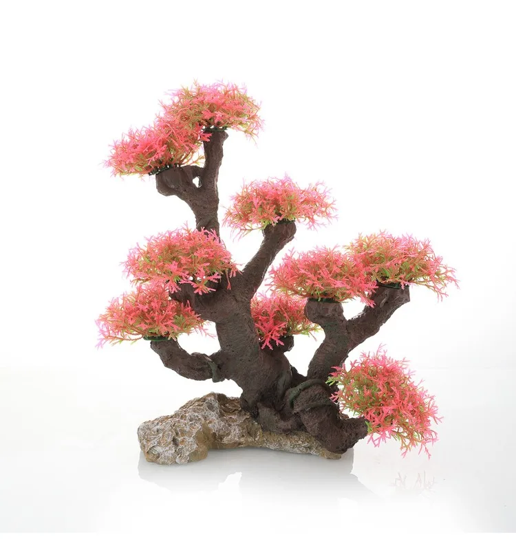 Fish Tank Decoration Landscape Ornaments Resin Crafts Artificial Rockery Water Plants and Large Trees