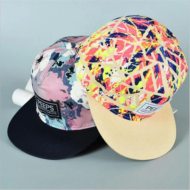 
OEM cheap hip hop caps girls multi-color spring summer outdoors custom popular flower pattern snapback fashion hat 