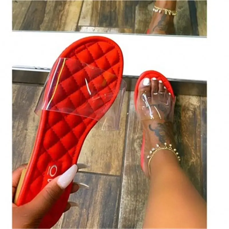2022 Fashion Summer Women Sandals Clear Shoes Slip-On Jelly Shoes Ladies Flat Beach Sandals Outdoor Holiday Slides