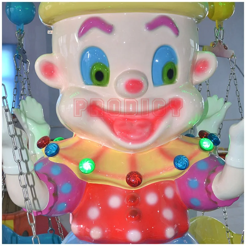 Indoor Outdoor Portable Kids Rotating Happy Clown 12 Seats Flying Chair Amusement for Sale