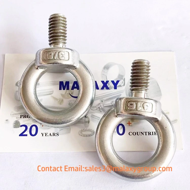 MALAXY Wholesale  3/8 1/4 m2 m6 m14 m20 m24 eye bolt din580 strong 4mm  Stainless Steel Plain Eye Bolt Shoulder Lifting Eye Bolt