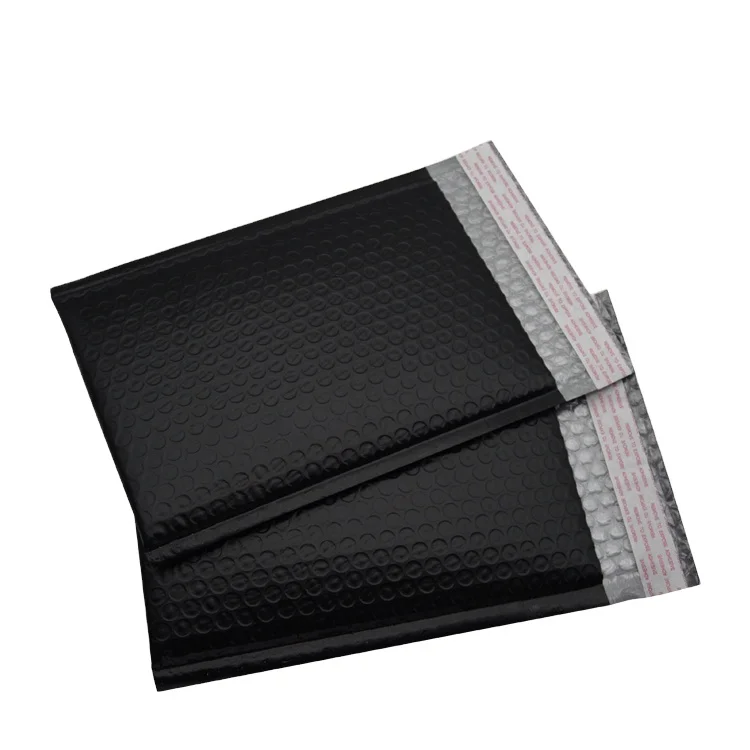 Printed Matte Black Colored Plastic Bubble Mailer Padded Bag