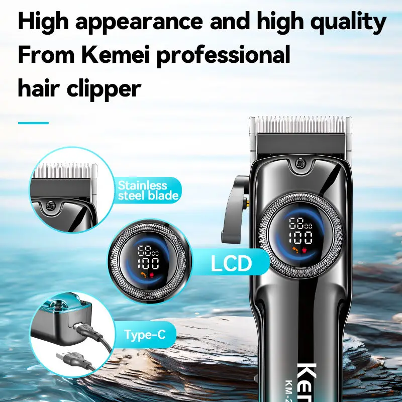 Km-2279 Lcd Digital Display Metal  Hair clippers Kemei Usb Current Hair Cut Electric Hair Trimmer Cutter