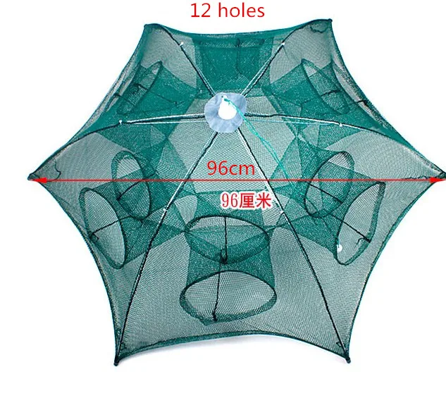 4/6/ 8/12 Holes Cheap Nylon Umbrella Floater Nylon Drop Crab Fishing Net Trap Circular Crab Net Trap