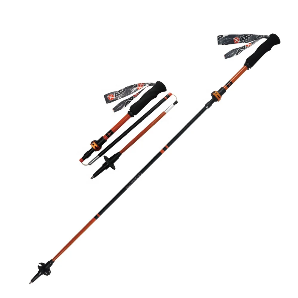 Custom Logo Anti Shock Cusp Buffer  Folding Trekking Poles Z Folding Trekking poles Carbon Fiber 5 Section Trekking Poles