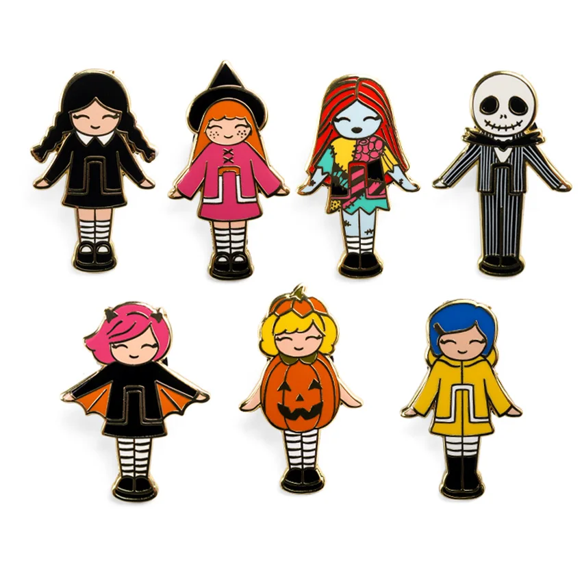 Halloween Badges Horror Pin Brooch Cute Movie Metal Lapel Pins for Backpacks Brooches Fashion Jewelry Accessories Gifts