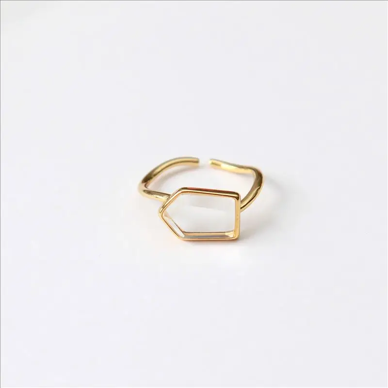 
Maxery Fashion Crystal Stone Ring Minimalist Personality Temperament Accessories Metal Brass Ring 
