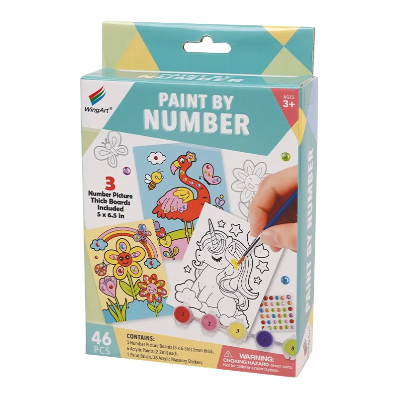 newest coloring paint OEM service 6 colors kids paint by number canvas art painting kit