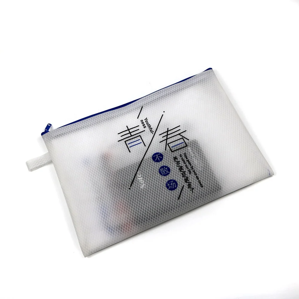 School supplier document plastic organizer bag clear mesh a4 zip lock travel file document bag
