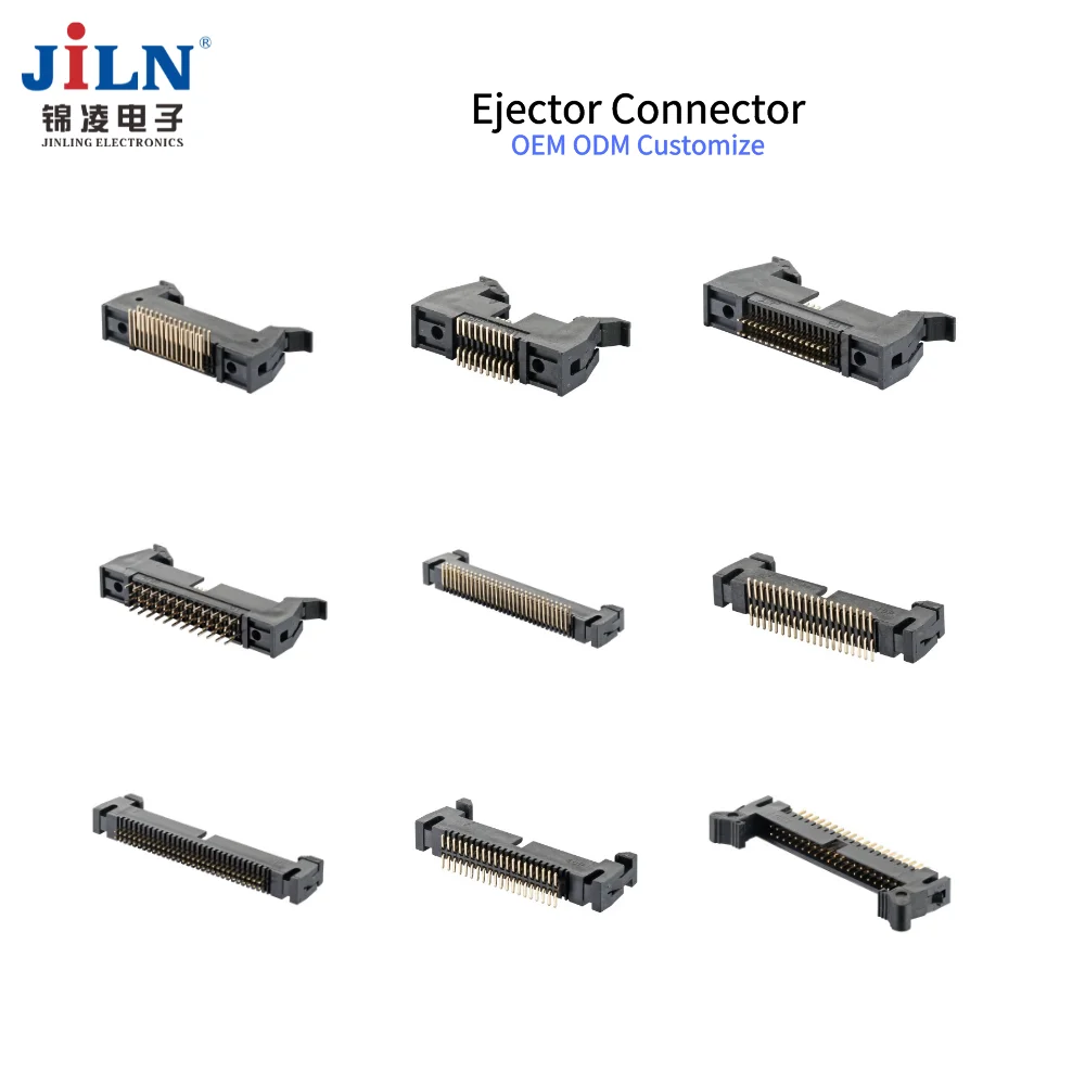 JiLN 1.27 2.54 mm pitch 12 16 pin wire to board straight angle three pieces black electronics ejector header connector on PCBA