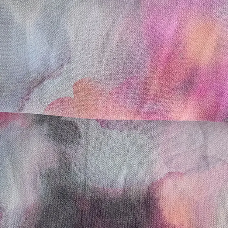Wholesale 75d polyester tie dyed chiffon printed fabric floral for women dress