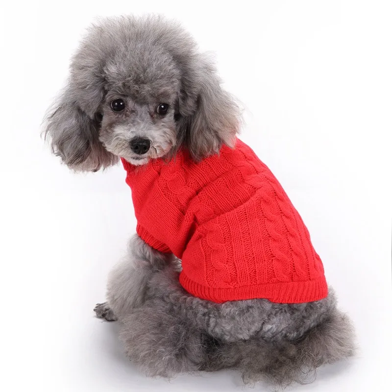 Ins 2022  Classic Design Christmas Knitted Dogs Clothing Pet Accessories Clothes Winter Solid Colors Dog Knitted Sweater