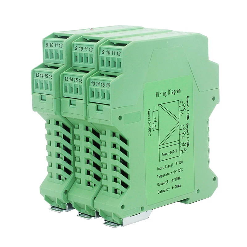 PT100 Temperature Transmitter 4-20mA Din Rail Mounting Cu50 Instrument Temperature Sensor 0-10v