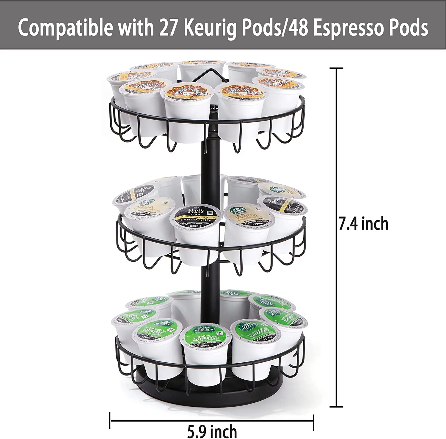 Coffee Pod Holder, Large Capacity K Cup Holder and Espresso Pod Capsule Holder, Coffee Pod Organizer for Keurig K cup Storage