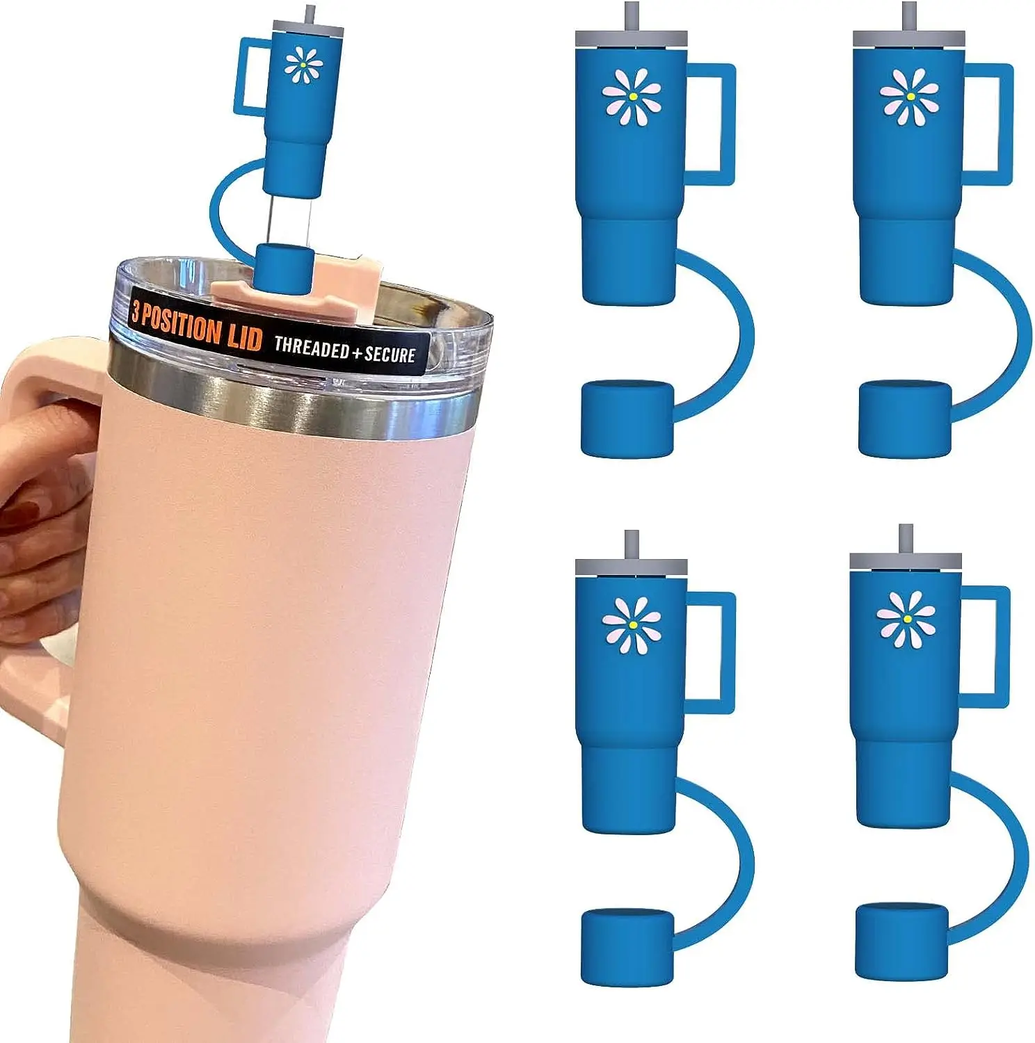 Customized BPA Free Food Grade Anti Drop Easy To Clean Dishwasher Safe Straw Tip Covers for Stanley Cups Stanley Straw Topper