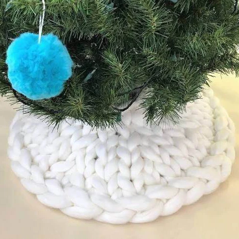 Объемная вязаная юбка на рождественскую елку на Рождество, круглый ковер для рождественской елки