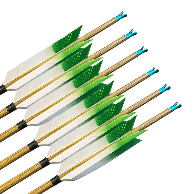 Alibow Four Feather Carbon Arrows for Horse Back Archery Mounted Archery  Wooden Pattern