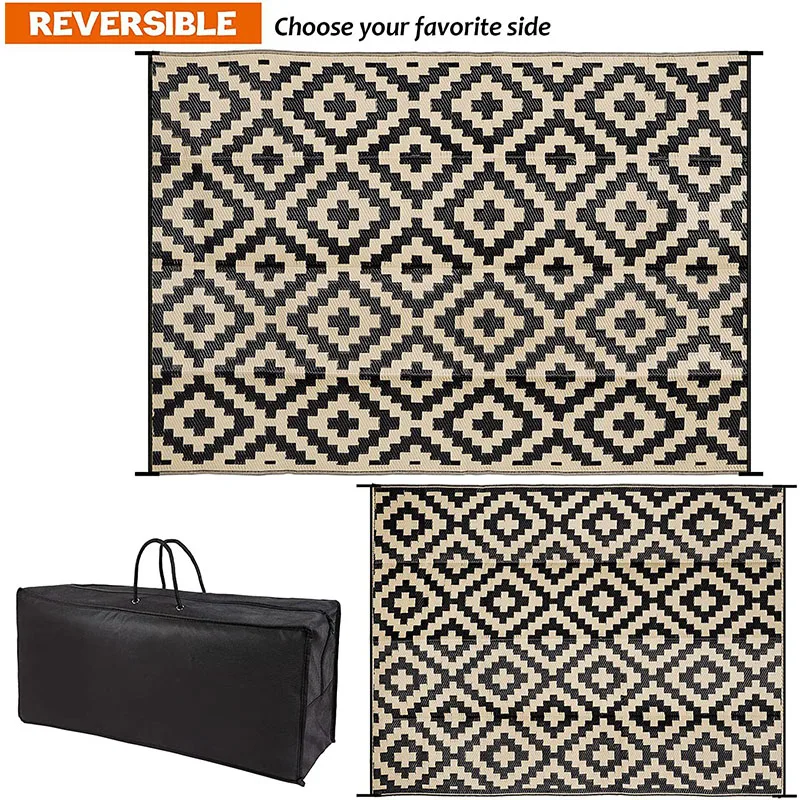 Outdoor Rugs Reversible Mats Clearance Waterproof Area Mat Carpet with Corner Loops for Patio Camping Blanket