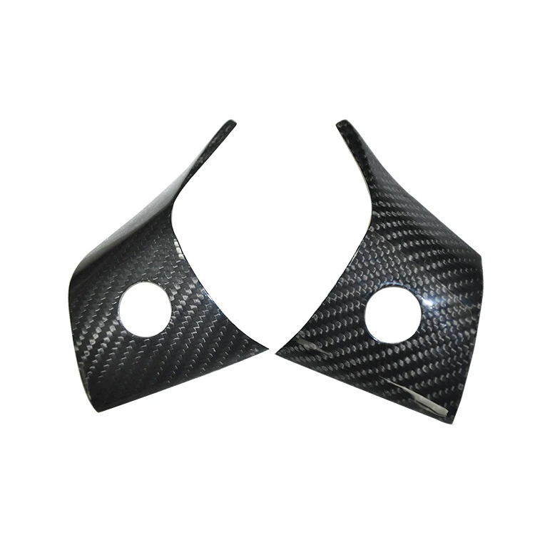 
3pcs Auto Parts For Tesla Model 3 Real Carbon Car Inner Accessories Steering Wheel Button Carbon Fiber Cover Trim 