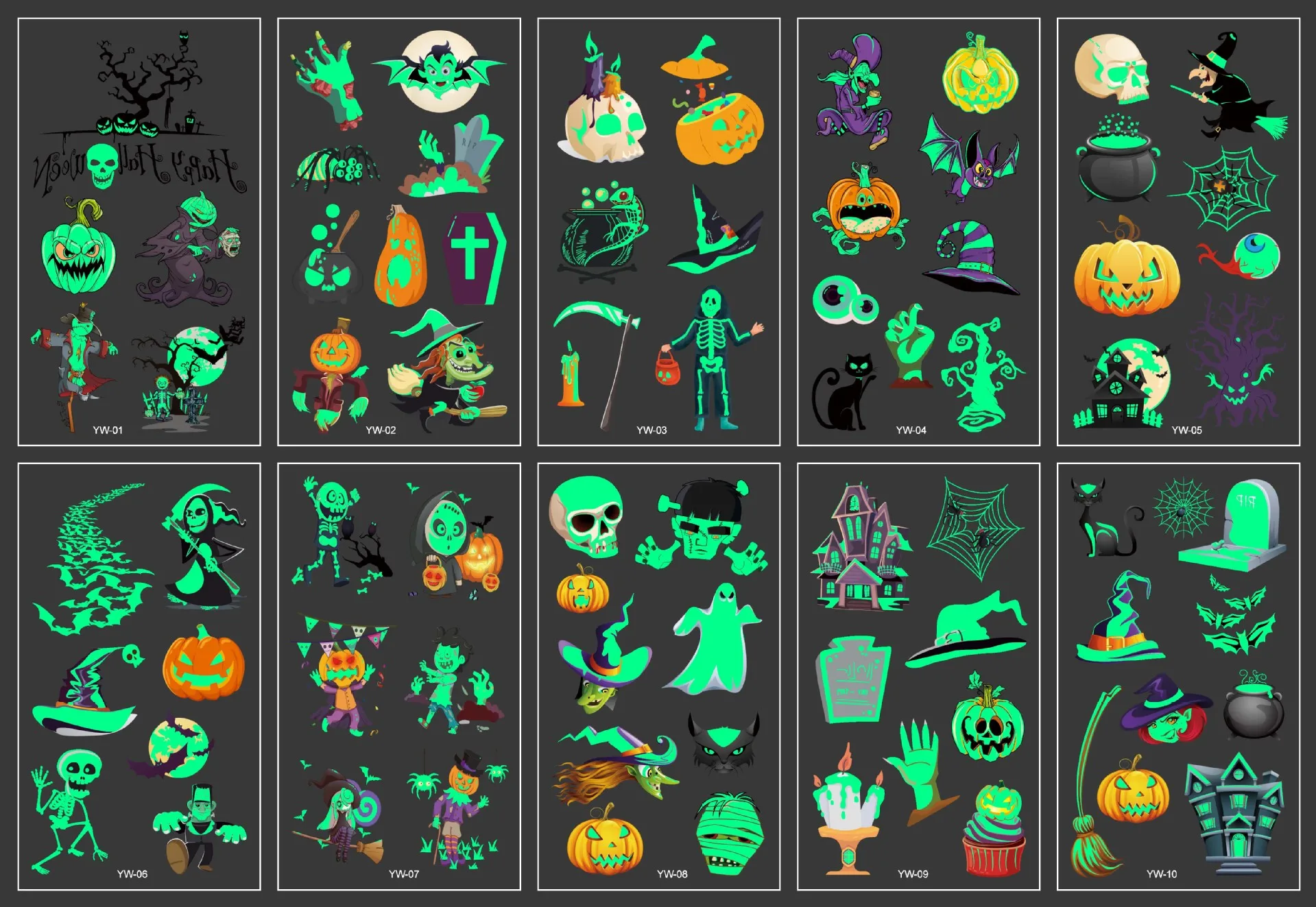 Custom Long Lasting Printing Fashionable Halloween Design glow in dark Water Transfer Body Temporary Tattoo