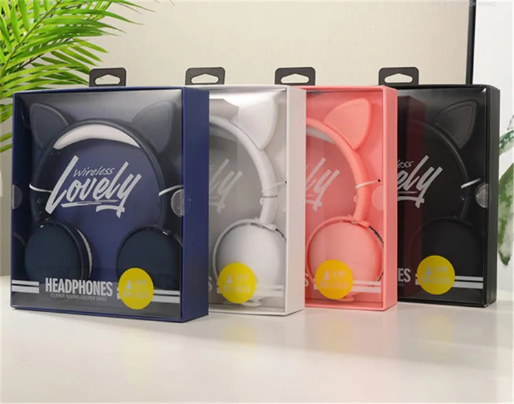 
Christmas Gift Xmas Promotion Stereo Gaming Earphone Lovely Cat Ear BT Music Headphone Wholesale Four Colors Headsets 
