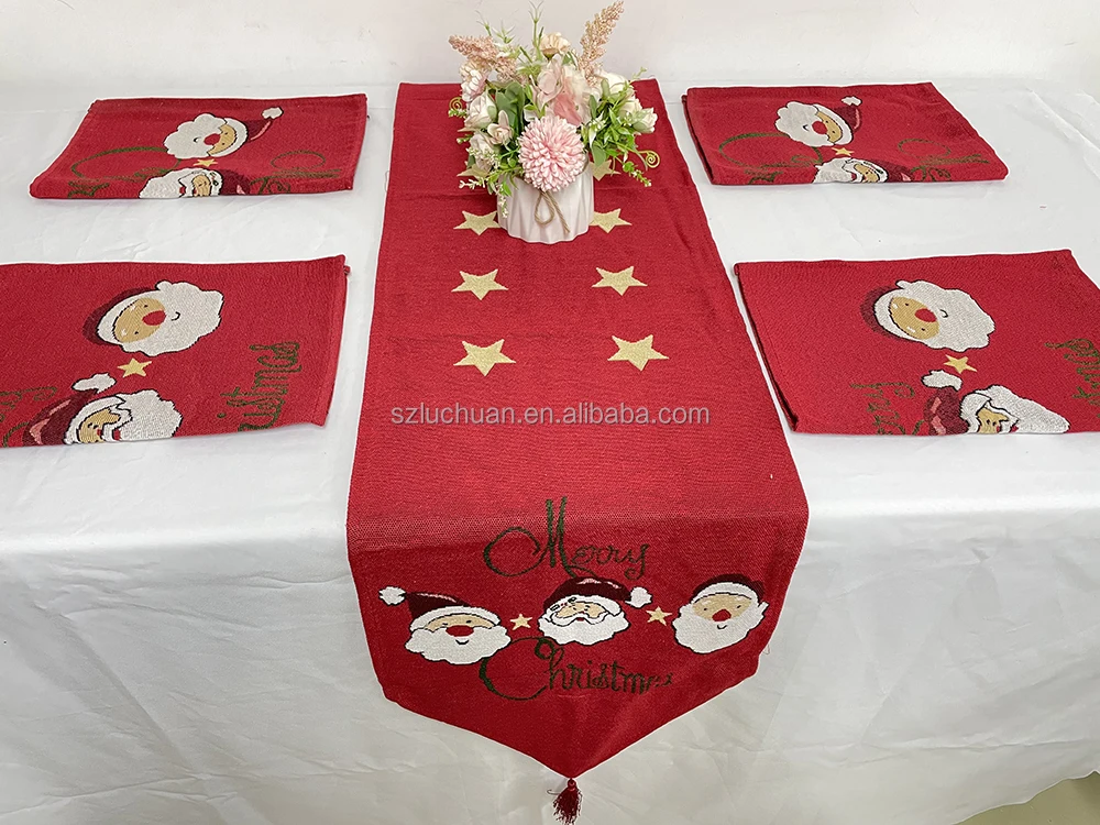 Wholesale Red Christmas Table Runner Cheap Christmas Ornament Table Runner Christmas use Table Runner With Placemats