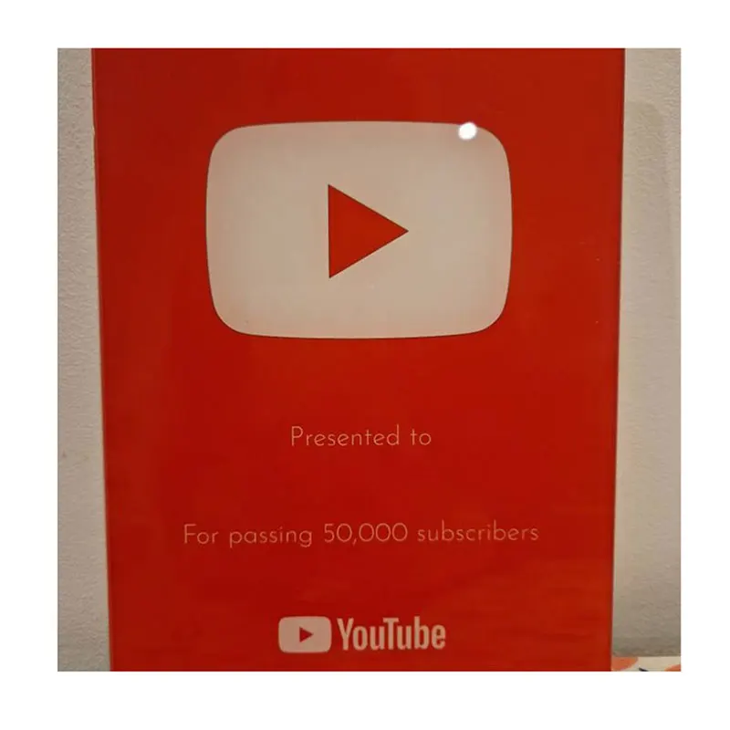Custom Acrylic Youtube Play Button Plaque Content Creator Instagram Tiktok Acrylic Award Streamer Gift Game Room Decor