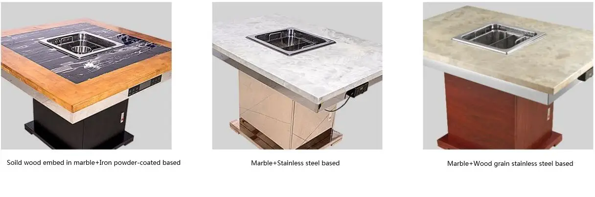Commercial Shabu Shabu Hot Pot Electric Table Hot Pot Dining Table Built in Hot Pot Table