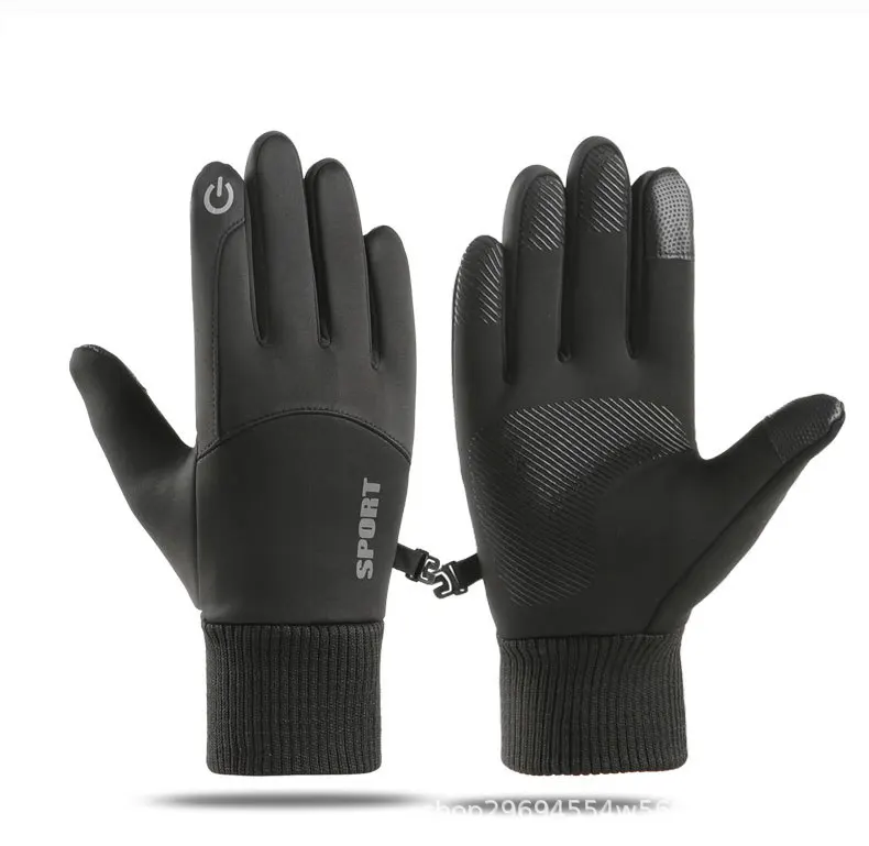 New Fashion Breathable Black Outdoor Sports Gloves Winter Fleece Windproof Anti-water Gloves Touch Screen Warm Ski Riding Gloves