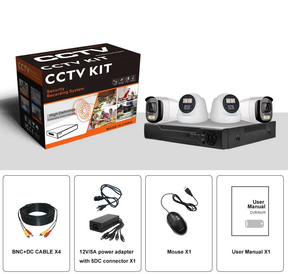 Оригинальный заводской AHD TVI 4ch cctv dvr комплект наружная водонепроницаемая и внутренняя 2MP полноцветная камера ночного видения с
