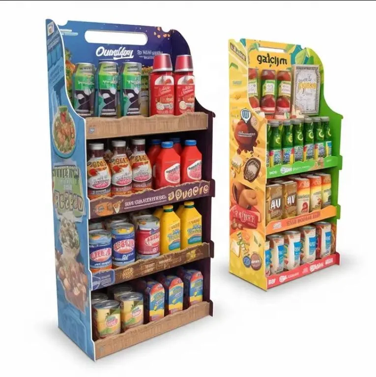 Customized Wholesale Supermarket Cardboard Display Stand for Snack and Beverage