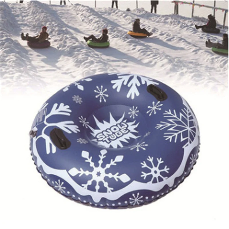 Factory sale thicken PVC waterproof inflated ski tube winter snow mountain skiing inflatable adult kids snow tube with handle