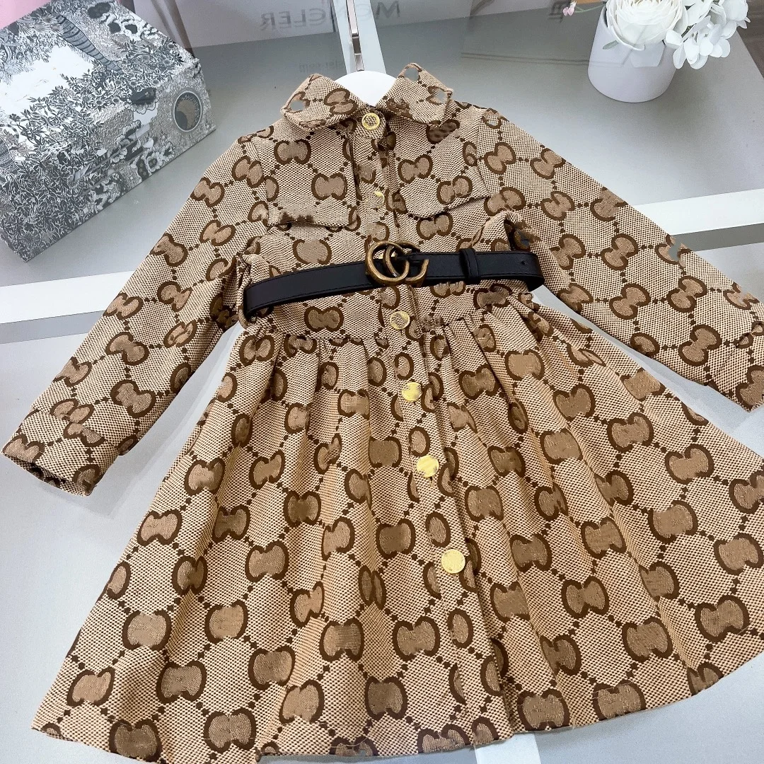 RUNTEN 2024 Designer Clothes Famous Brands Long-sleeved dress Elegant girls Print Casual dress Luxury Clothes Forgirls Top