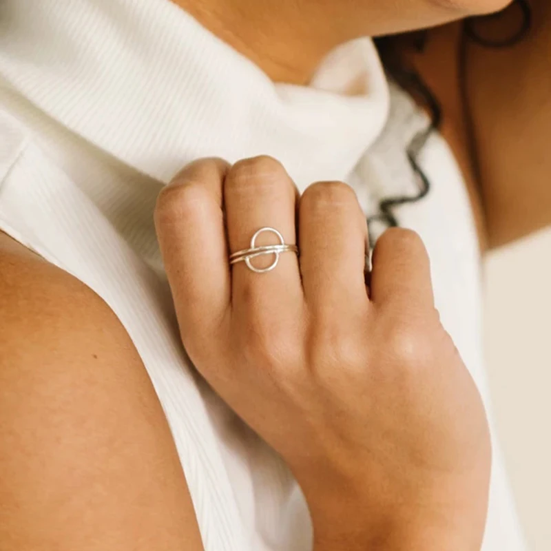 New model fashion custom design Stainless Steel rings round glossy circle ring jewelry for women