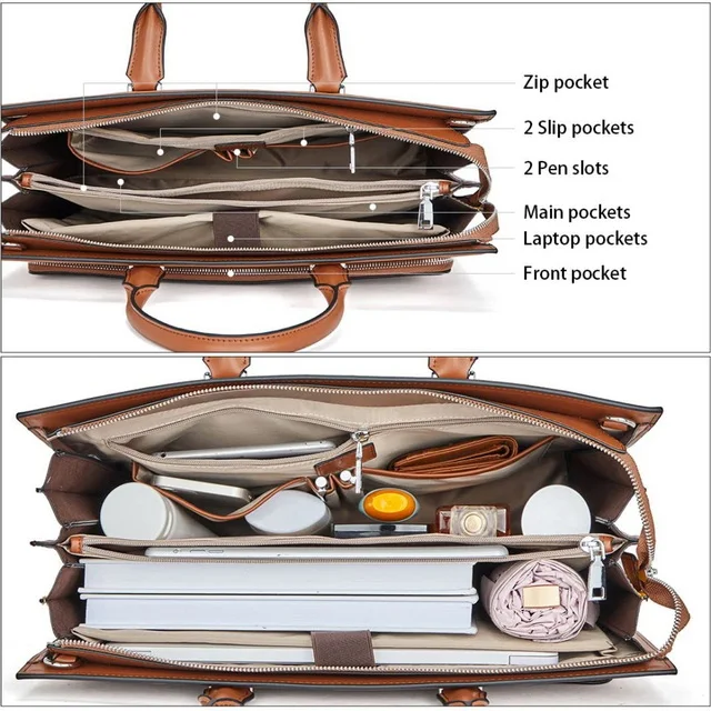 Waterproof Laptop Bag Shoulder Tote Bag Vegan PU Leather Men Laptop Bag