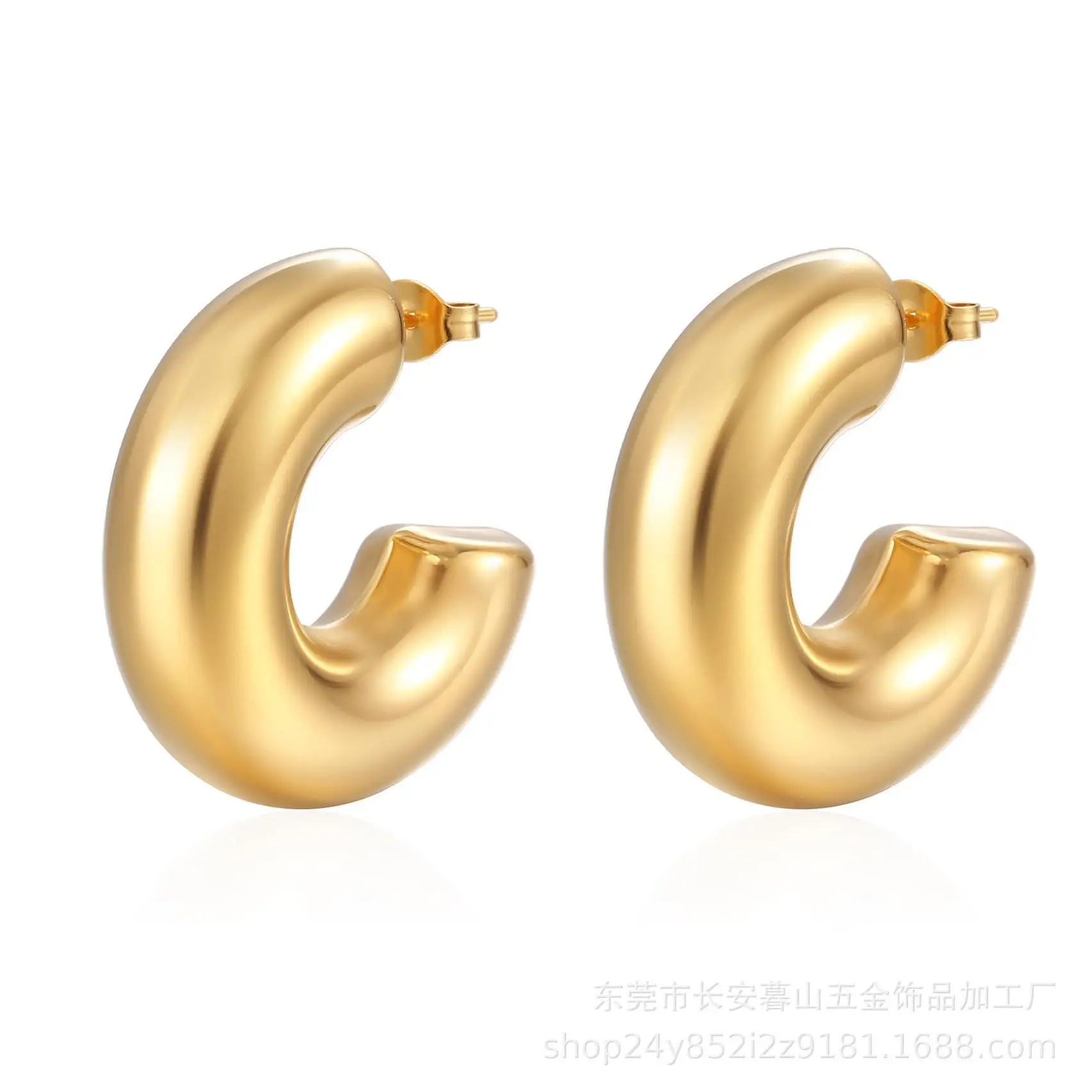 Stainless Steel AlloyHoop Earrings Seed Bead Chunky Indian Traditional Bridal Moon Sublimation Blanks Laminated Gold Earrings