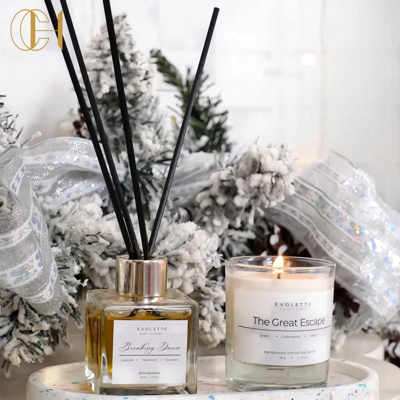 C&H Custom Box Packaging Room Aroma Fragrance Diffuser Gift Set Home Decor Candle And Diffuser Set