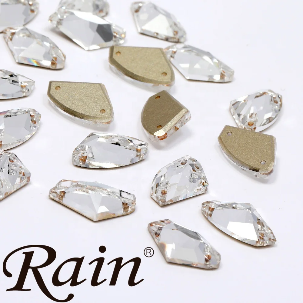 Rain Wholesale Custom Glass White Galactic Sew On Rhinestones Stone Beads Buttons Rhinestone For Jewelry Garment Decoration
