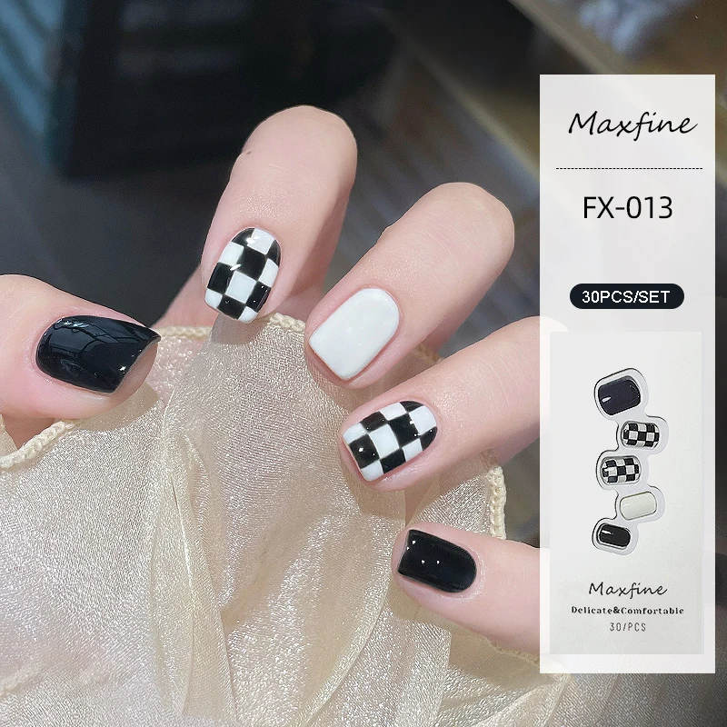 Reusable Fake Press On Finger Nails Full Cover False Wearable Nail Tips 30Pcs Artificial Fingernails