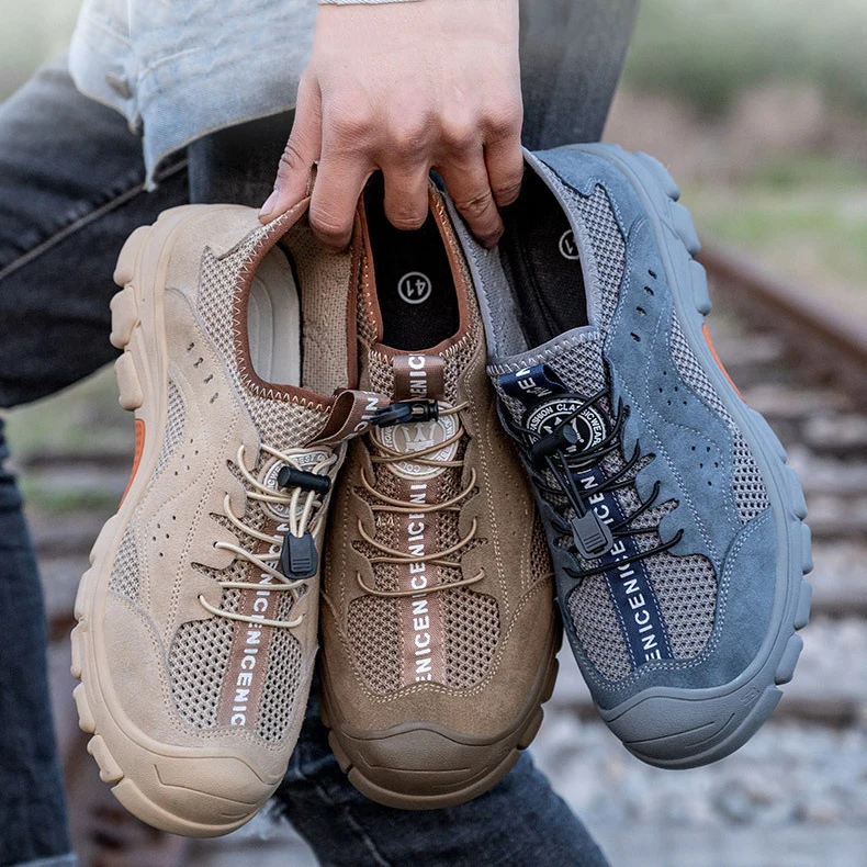 GOTAN Summer Breathable Functional Shoes Unisex Mesh Upper Safety Shoes for Men Anti-slip Work Boots