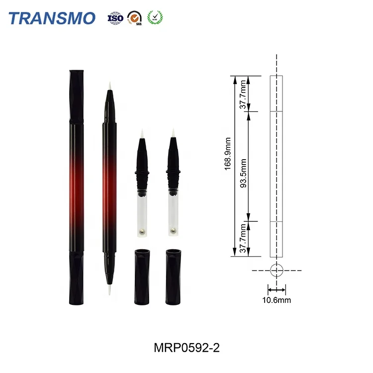 Customized double head liquid eyeliner packaging gradient red empty eyeliner pencil tube