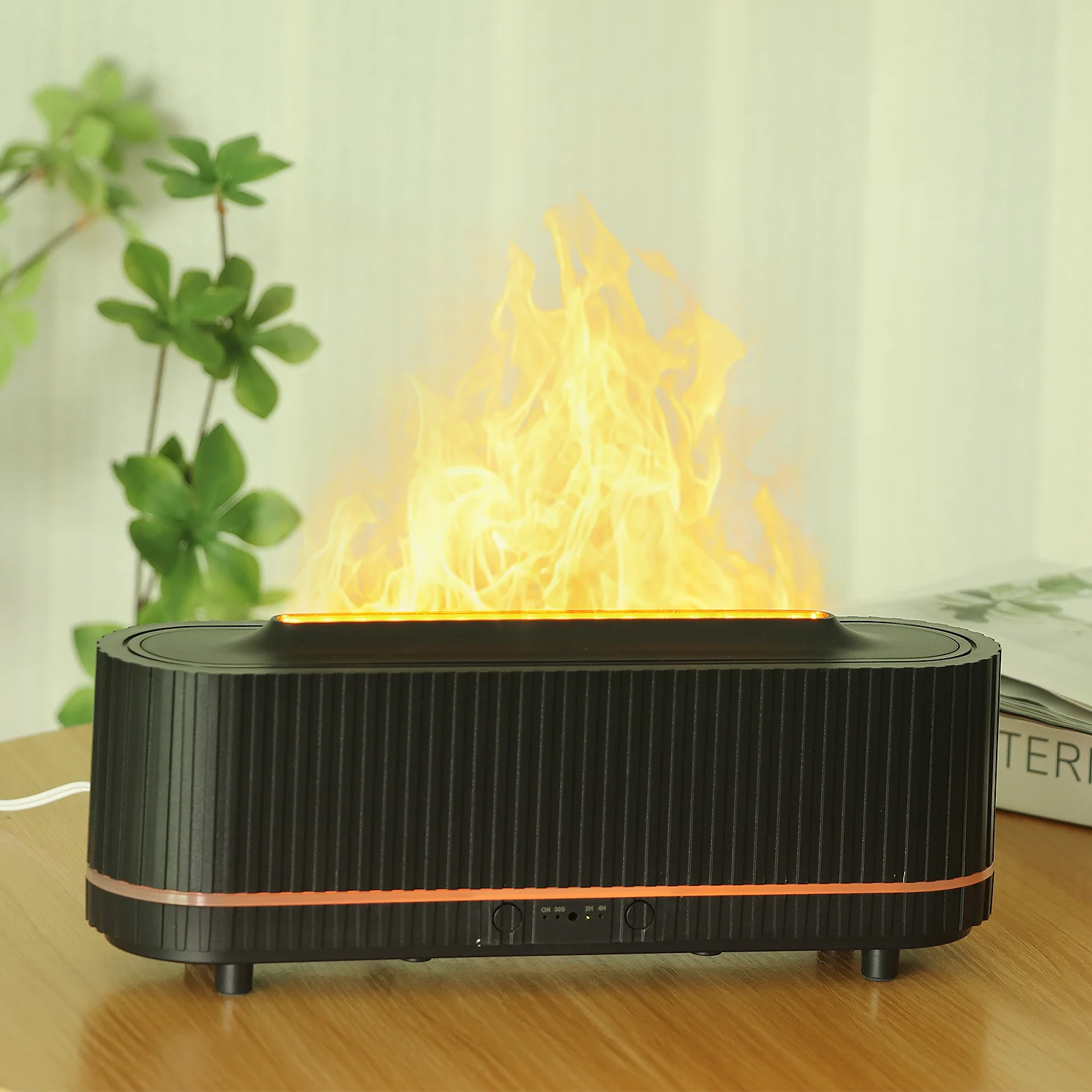 Customizable 200ML Rectangle Box Flame Aroma Diffuser home Commercial Use Essential Oil LED Light Air Humidifier Cool Mist Make