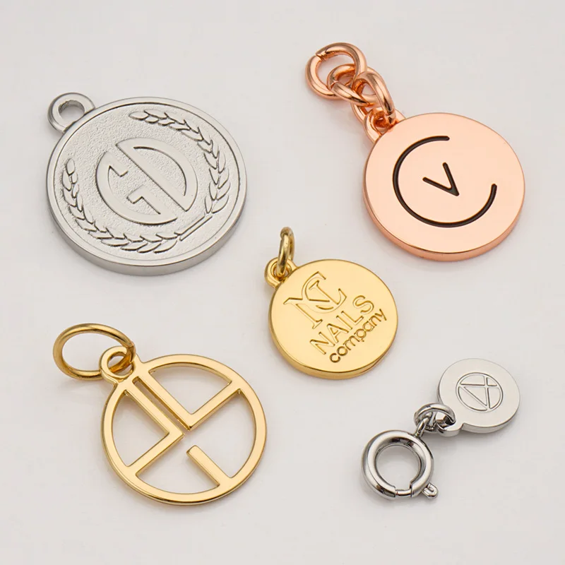 Custom Logo Metal Tag Small Metal Logo Bag Tag Hanging Metal Tags for Jewelry