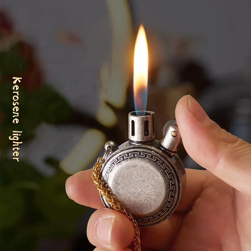 Wholesale Grinding Wheel Kerosene Refillable Lighter With Open Flame Classic Retro Kerosene Lighter For Cigarette Smoking