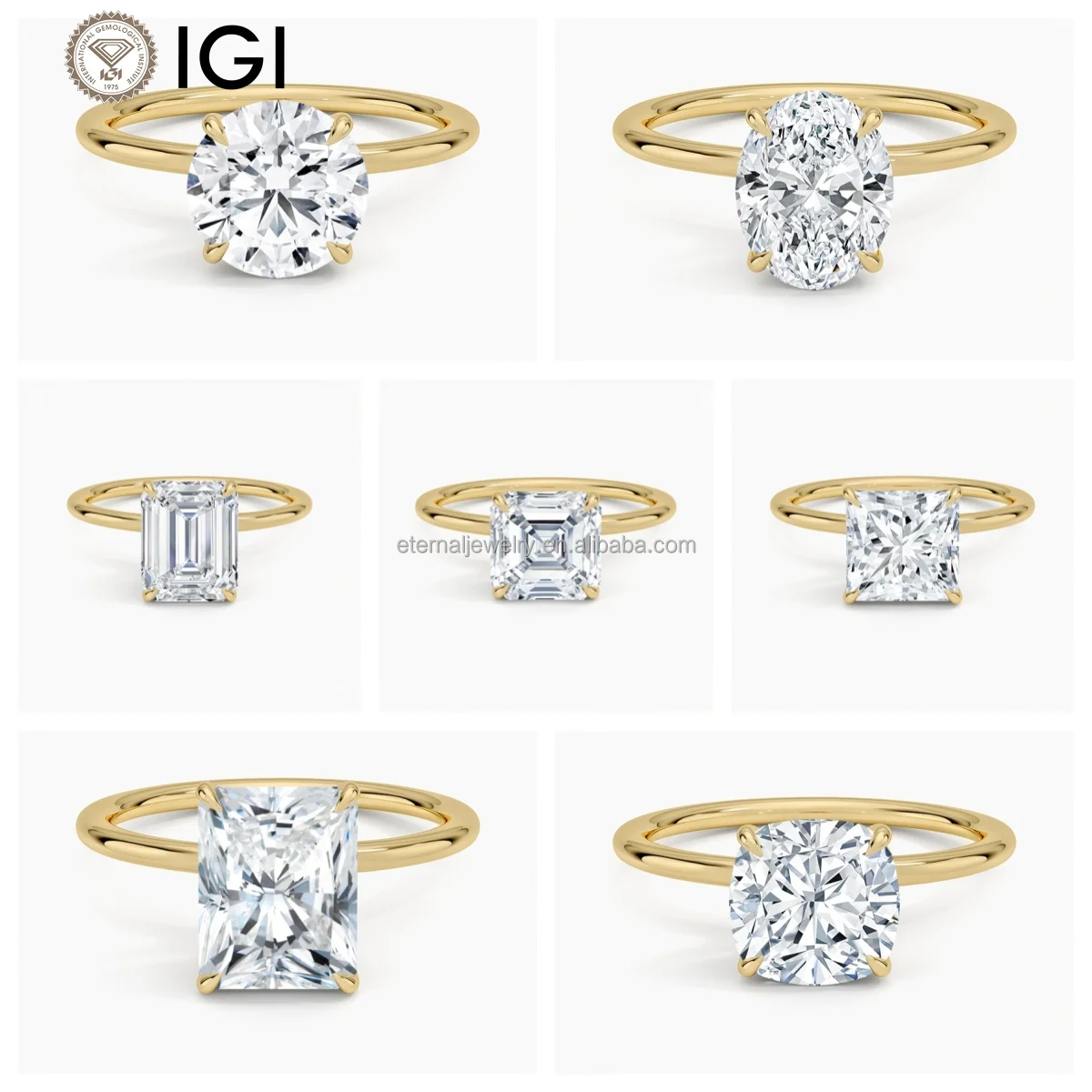 Entwined Solitaire VVS/VS IGI Laboratory Grown Diamond 9K 10K 14K 18K Solid Gold 1ct 1.5ct 2ct simple solitaire engagement ring