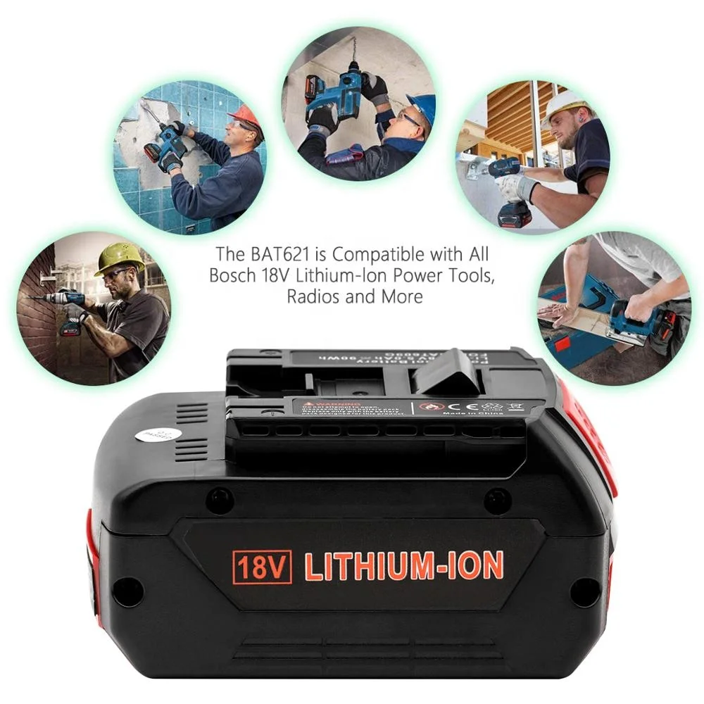 
replacement Bosch18V Li-ion 5000mAh Rechargeable Power Tool Battery Bosch BAT609 BAT618 BAT621 with LED indicator 
