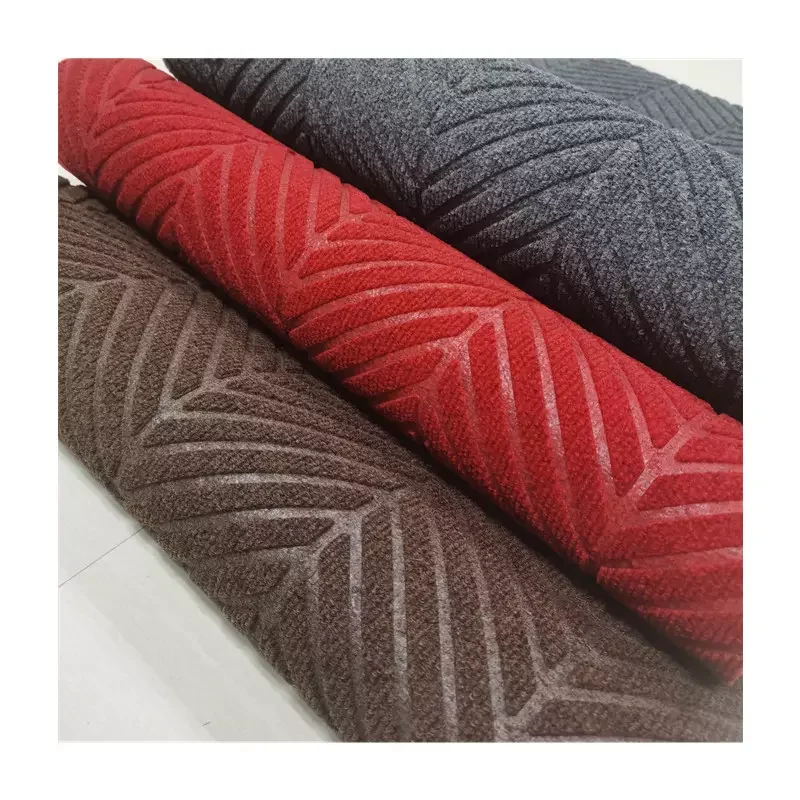 Customized size Heavy duty welcomed high grade heat embossed tyre pattern mat or roll carpet with PVC TPR  backing