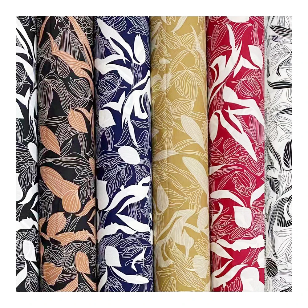 Hanlin Textile 75D 100gsm Custom Disperse Print Polyester Spandex 4 Way Stretch Polyester Fabric for Tropical Dress