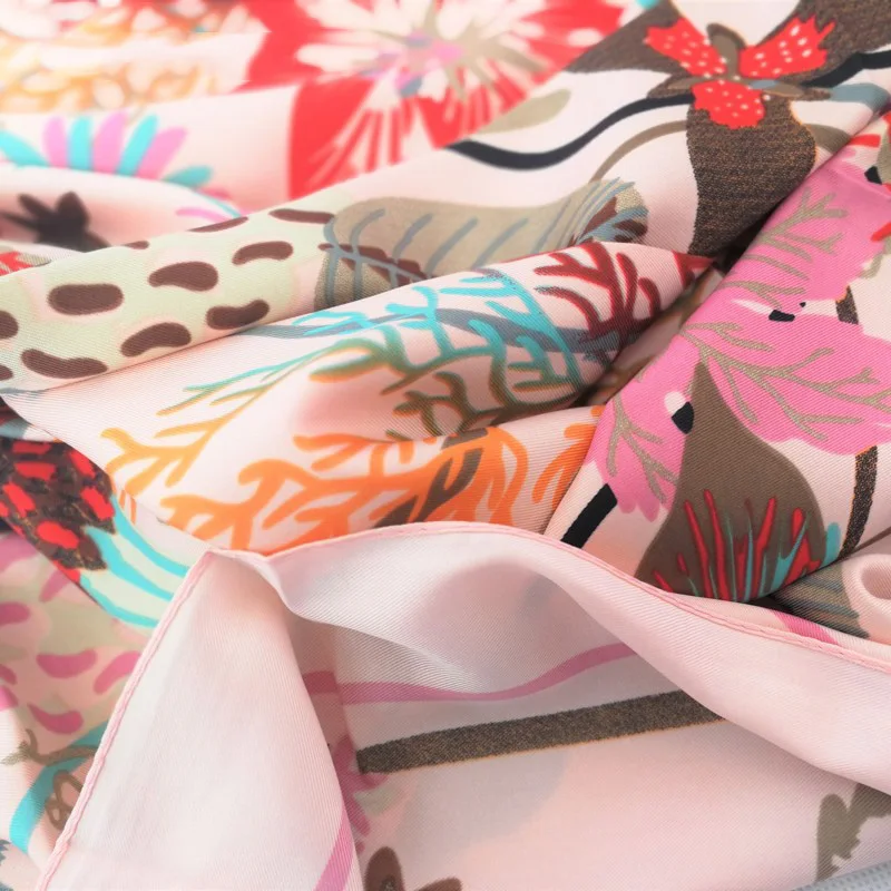 100% Twill Silk Scarf Women Print Shawl Echarpe Fourlard Femme Square Scarves For Women Hijab Bandanas Bufandas Mujer 130*130cm
